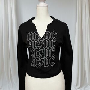 Black Graphic AC/DC Long Sleeve Top